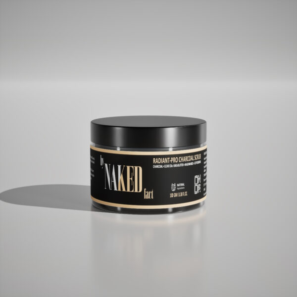 By NAKED fact Radiant-Pro Charcoal Exfoliating Body Scrub For Removing Tan, Unclogs pore & Dead Skin Cells | Rough & Bumpy Skin, Blackhead & Pigmented Skin | Niacinamide, Walnut powder & Tea Tree Oil | For Smooth, Soft & Bright Skin | For Men & Women | 100g