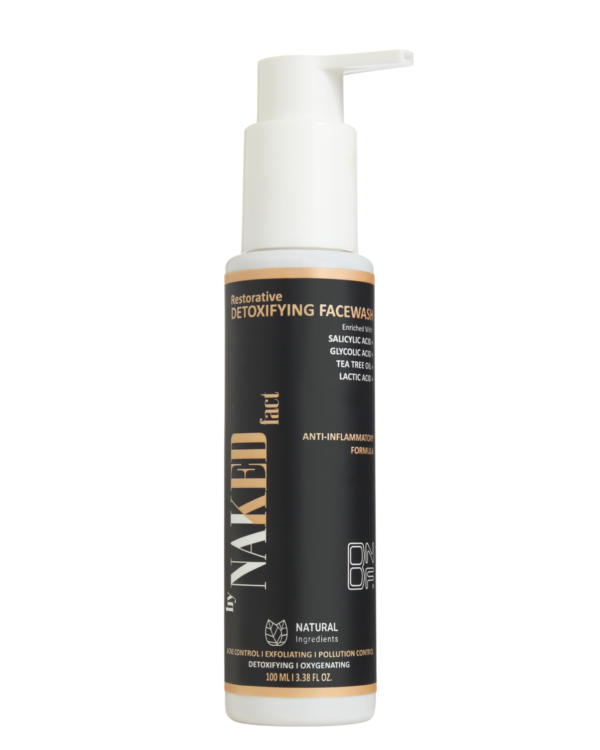 By NAKED fact Detoxifying Anti Acne Face Wash | For Pore Cleansing, Oil Control & Sebum Regulation | Treats Active Acne & Fades Acne Marks | Contains Salicylic Acid, Glycolic Acid & Niacinamide | Suitable for Oily, Combination and Acne-Prone Skin | Men & women | 100 ml