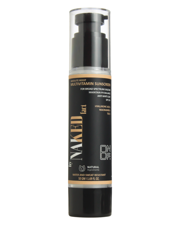 By NAKED fact Multivitamin Sunscreen with TiO2 & Niacinamide| SPF 50 | Water-Light, Broad Spectrum UVA/UVB & Blue Light Protection| Prevents Tanning| Non-Greasy, Quick-Absorbing, No White Cast| For Bright Skin & Healthy Glow| For Men & Women| 50 g