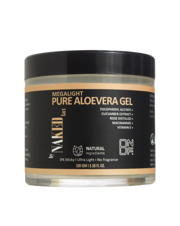 by NAKED fact Megalight 0 % Sticky Aloe Vera Gel for Skin & Hair with Pure Aloe Vera Leaf Juice, Cucumber Extract, Niacinamide & Vitamin E | Hydrates & Soothes Irritated Skin | Keeps Scalp Healthy | For Men & Women | 100 ml