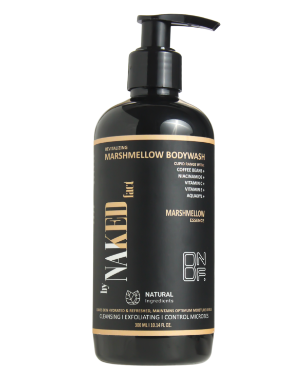 by NAKED fact Cupid Marshmallow Revitalizing Body Wash for Couples | Refreshing Shower Gel for Deep Cleansing, Exfoliating, Hydrating, Balance moisture, Oil control | 6 Hours sensual feel | Infused with Vitamin C, E, Niacinamide, Saffron & Coffee beans-300 ml