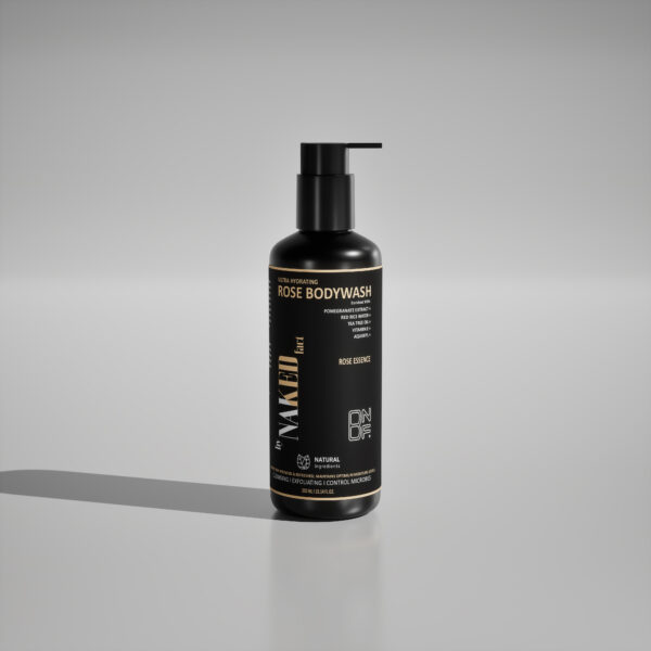 by NAKED fact Ultra Hydrating Rose Body Wash | Refreshing Shower Gel for Deep Cleansing, Exfoliating, Hydrating, Balance moisture, Oil control | 6 Hours sensual feel | Infused with Red Rice water, Vitamin E, Tea tree oil & Pomegranate extracts -300 ml