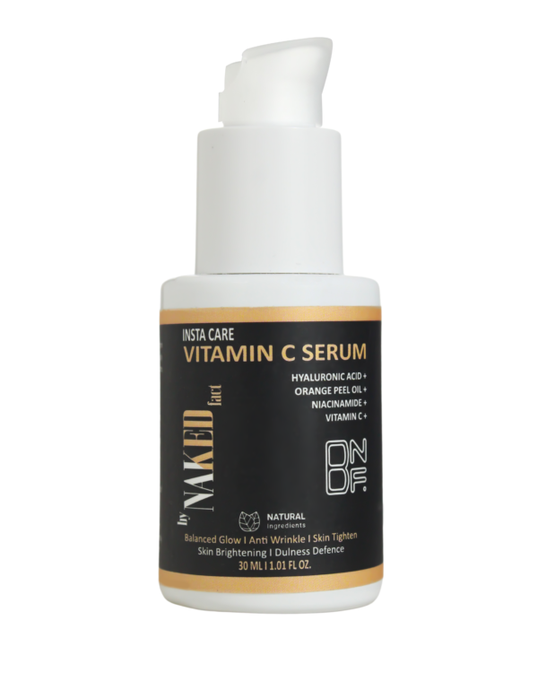 by NAKED fact Vitamin C Face Serum with Niacinamide,Orange Peel Oil & Hyaluronic Acid| Fades Dark Spots| Reduces Dullness, Wrinkles & Pigmentation| Boosts Collagen| Brightens Skin| Moisturizing Serum for Sensitive Skin| For All Skin Types| For Men & Women| 30 ml